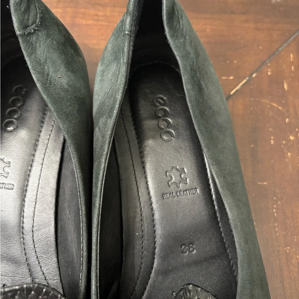 ECCO Touch Ballerina 2.0 Women's Black Leather Flat EU 38 US 7 /‎ 7.5 Snakeskin